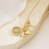 Wholesale Women's Simple Geometric Copper 18K Gold Plated Cross Heart Pendant Necklace