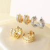 Wholesale Women's Simple Geometric Copper 18K Gold Plated Inlaid Zircon Earrings