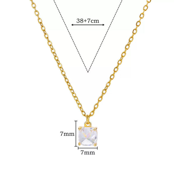 Wholesale Women's Simple Geometric Copper Necklace With Microinlaid Color Zircon And Electroplating