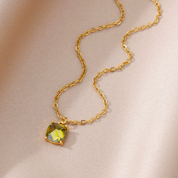 Wholesale Women's Simple Geometric Copper Necklace With Microinlaid Color Zircon And Electroplating