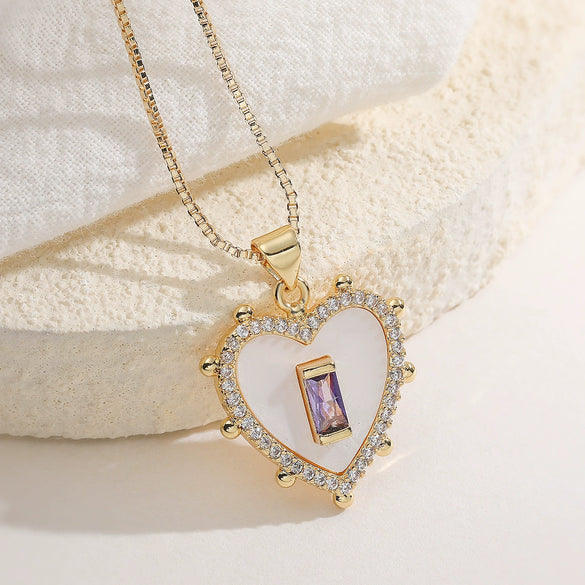 Wholesale Women's Simple Geometric Copper Plated 18K Gold Heart Pendant Necklace