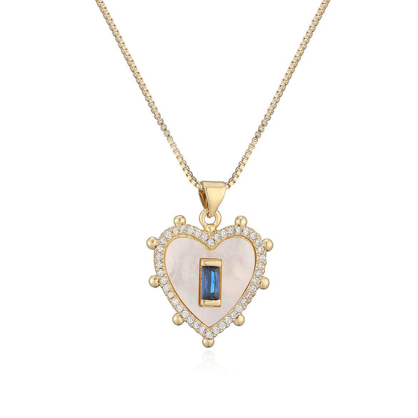 Wholesale Women's Simple Geometric Copper Plated 18K Gold Heart Pendant Necklace