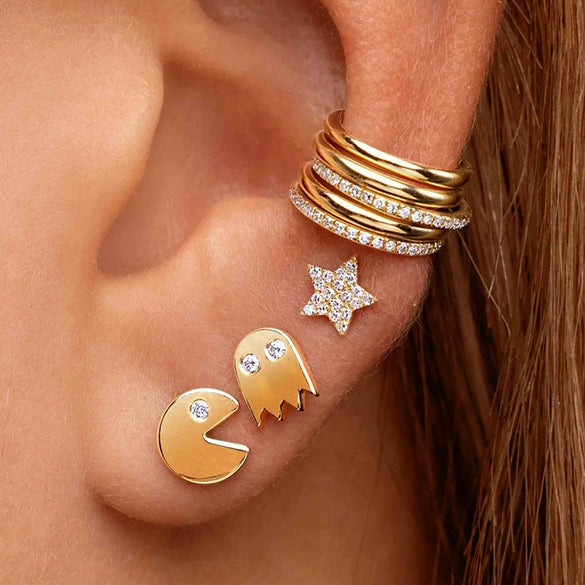 Wholesale Women's Simple Geometric Copper Plated With Real Gold Diamondencrusted Zircon Earrings Electroplated