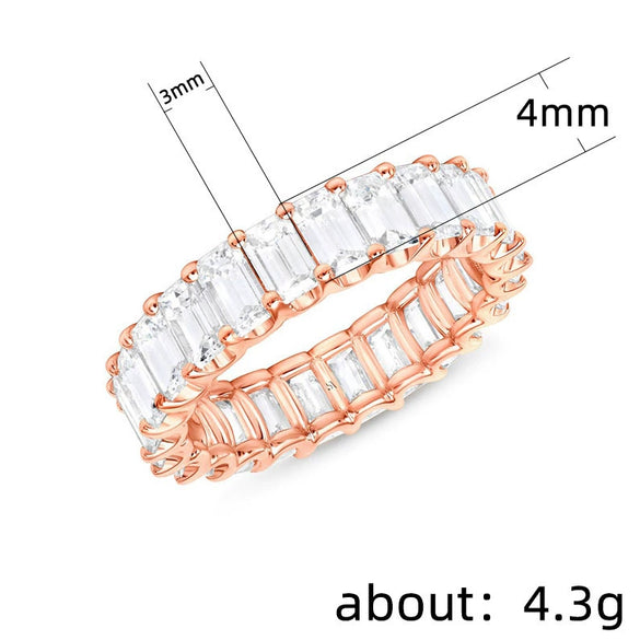 Wholesale Women's Simple Geometric Copper Ring Full Inlaid Zircon