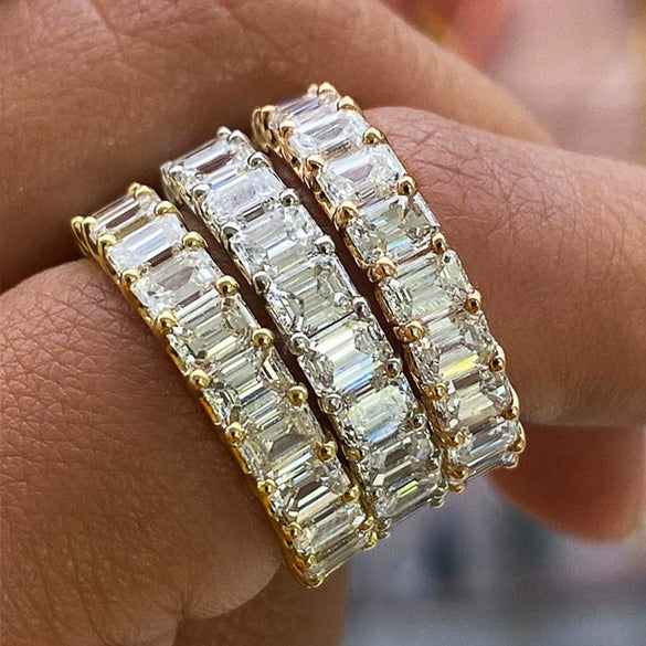 Wholesale Women's Simple Geometric Copper Ring Full Inlaid Zircon