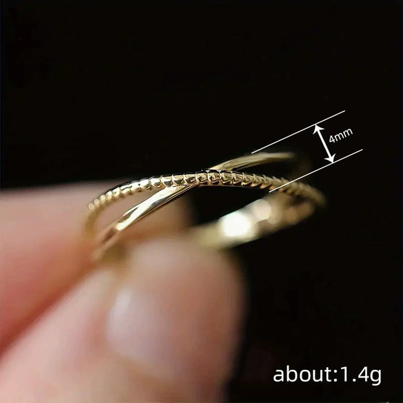 Wholesale Women's Simple Geometric Copper Ring With Cross Line Design And Electroplating