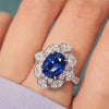 Wholesale Women's Simple Geometric Copper Ring With Imitation Sapphire And Zirconia And Flower Pattern
