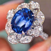 Wholesale Women's Simple Geometric Copper Ring With Imitation Sapphire And Zirconia And Flower Pattern