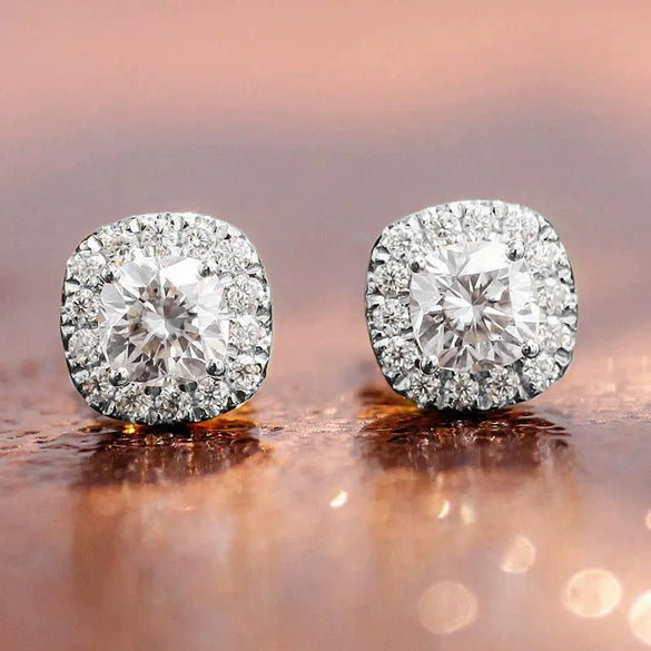 Wholesale Women's Simple Geometric Copper Zirconia Earrings