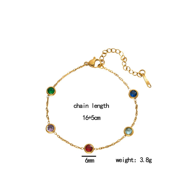 Wholesale Women's Simple Geometric Crystal Zircon Titanium Steel Electroplated Bracelet