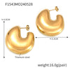 Wholesale Women's Simple Geometric Cshaped 18K Gold Plated Titanium Steel Earrings