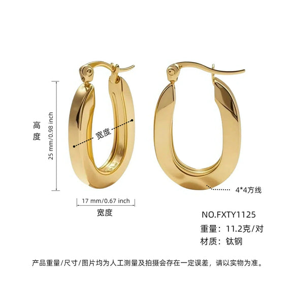 Wholesale Women's Simple Geometric Cshaped Titanium Steel Electroplated Earrings
