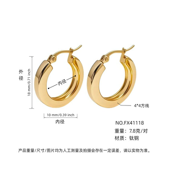 Wholesale Women's Simple Geometric Cshaped Titanium Steel Electroplated Earrings