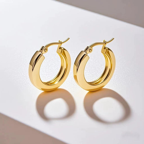 Wholesale Women's Simple Geometric Cshaped Titanium Steel Electroplated Earrings