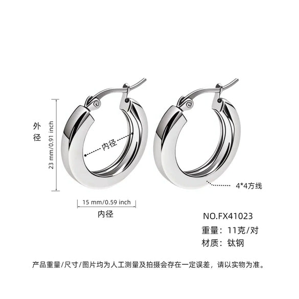Wholesale Women's Simple Geometric Cshaped Titanium Steel Electroplated Earrings