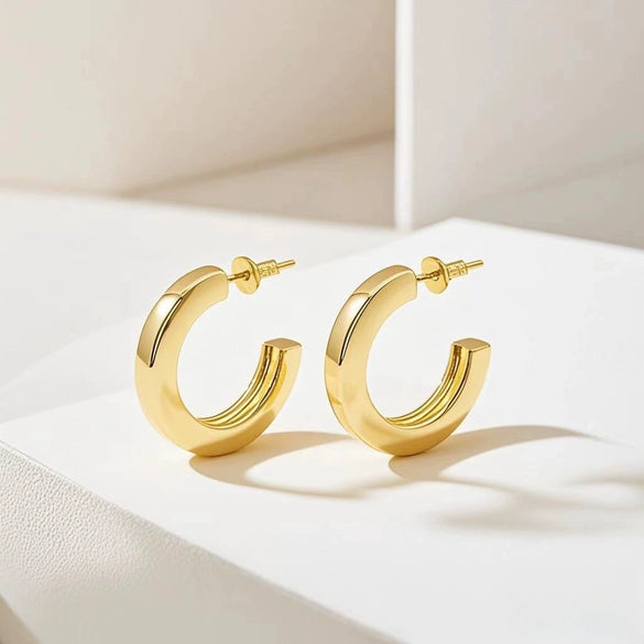 Wholesale Women's Simple Geometric Cshaped Titanium Steel Electroplated Earrings