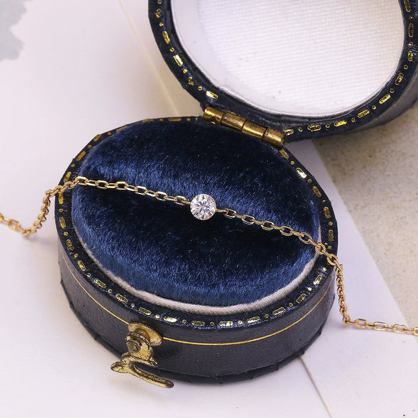 Wholesale Women's Simple Geometric Diamond Bracelet 925 Sterling Silver Plated 14K Gold