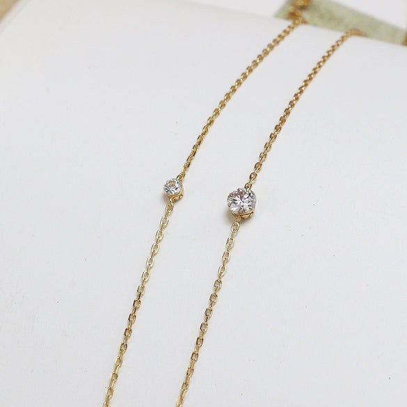 Wholesale Women's Simple Geometric Diamond Bracelet 925 Sterling Silver Plated 14K Gold
