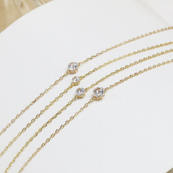 Wholesale Women's Simple Geometric Diamond Bracelet 925 Sterling Silver Plated 14K Gold