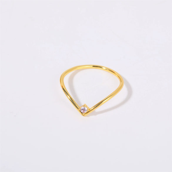 Wholesale Women's Simple Geometric Diamond Design Titanium Steel Ring With Furnace Vacuum Plating