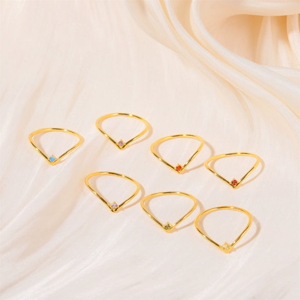 Wholesale Women's Simple Geometric Diamond Design Titanium Steel Ring With Furnace Vacuum Plating