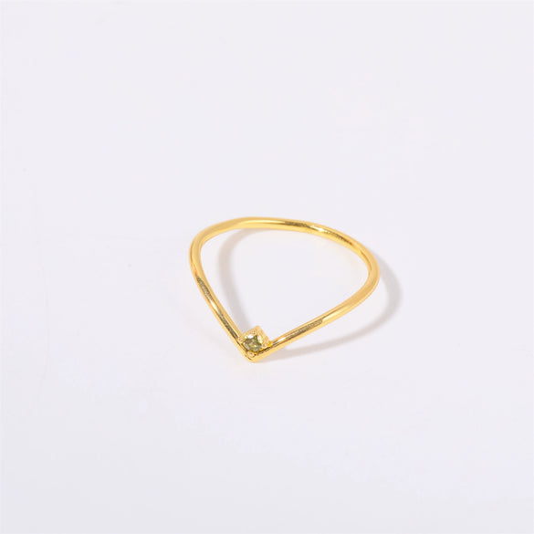 Wholesale Women's Simple Geometric Diamond Design Titanium Steel Ring With Furnace Vacuum Plating