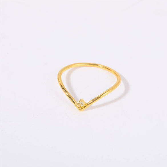 Wholesale Women's Simple Geometric Diamond Design Titanium Steel Ring With Furnace Vacuum Plating