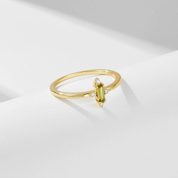 Wholesale Women's Simple Geometric Diamond S925 Sterling Silver Square Olive Green Zircon Ring Bracelet