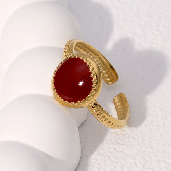 Wholesale Women's Simple Geometric Drop Oil Ring High Grade Stainless Steel Gold Plated Ring