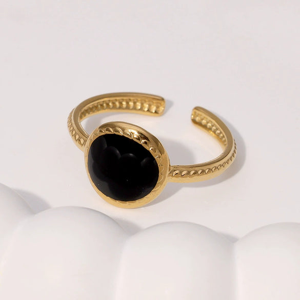 Wholesale Women's Simple Geometric Drop Oil Ring High Grade Stainless Steel Gold Plated Ring