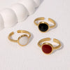 Wholesale Women's Simple Geometric Drop Oil Ring High Grade Stainless Steel Gold Plated Ring