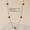 Wholesale Women's Simple Geometric Electroplated Blue Turquoise Stainless Steel Necklace Bracelet Earrings Set