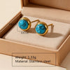 Wholesale Women's Simple Geometric Electroplated Blue Turquoise Stainless Steel Necklace Bracelet Earrings Set