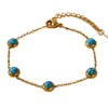 Wholesale Women's Simple Geometric Electroplated Blue Turquoise Stainless Steel Necklace Bracelet Earrings Set