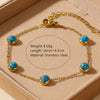 Wholesale Women's Simple Geometric Electroplated Blue Turquoise Stainless Steel Necklace Bracelet Earrings Set
