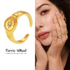 Wholesale Women's Simple Geometric Ferris Wheel Stainless Steel Inlaid Zircon Opening Ring 18K Gold Plated