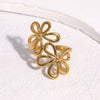 Wholesale Women's Simple Geometric Flower Electroplated Stainless Steel Open Rings Jewelry