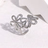 Wholesale Women's Simple Geometric Flower Electroplated Stainless Steel Open Rings Jewelry