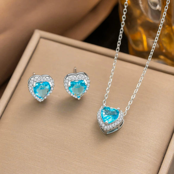 Wholesale Women's Simple Geometric Fruit Pattern Copper Inlaid With Zircon Electroplated Accessories Set Including Necklaces Earrings And Bracelets