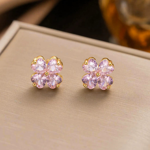 Wholesale Women's Simple Geometric Fruit Pattern Copper Inlaid With Zircon Electroplated Accessories Set Including Necklaces Earrings And Bracelets