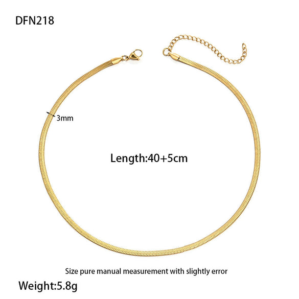 Wholesale Women's Simple Geometric Gold Inlaid Stainless Steel Snake Bone Chain Necklace