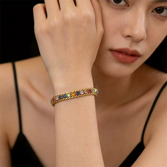 Wholesale Women's Simple Geometric Gold Plated Titanium Steel Bracelet