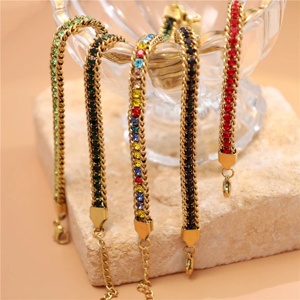 Wholesale Women's Simple Geometric Gold Plated Titanium Steel Bracelet