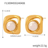 Wholesale Women's Simple Geometric Goldplated Titanium Steel Shell Beads Earrings With Imitation Pearl Casting Design