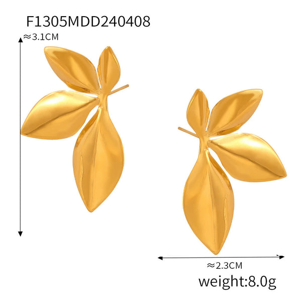 Wholesale Women's Simple Geometric Goldplated Titanium Steel Shell Beads Earrings With Imitation Pearl Casting Design
