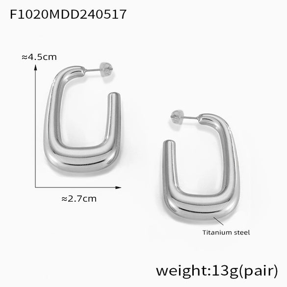 Wholesale Women's Simple Geometric Goldplated Titanium Steel Ushaped Oval Hollow Earrings
