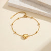 Wholesale Women's Simple Geometric Heartshaped Stainless Steel Goldcolored Bracelet And Anklet