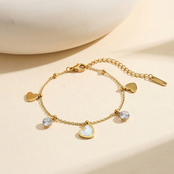 Wholesale Women's Simple Geometric Heartshaped Stainless Steel 18K Electroplated Anklet