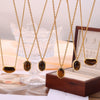 Wholesale Women's Simple Geometric Inlaid Tiger Eye Stone Goldplated Titanium Steel Pendant Necklace