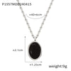 Wholesale Women's Simple Geometric Inlaid Tiger Eye Stone Goldplated Titanium Steel Pendant Necklace